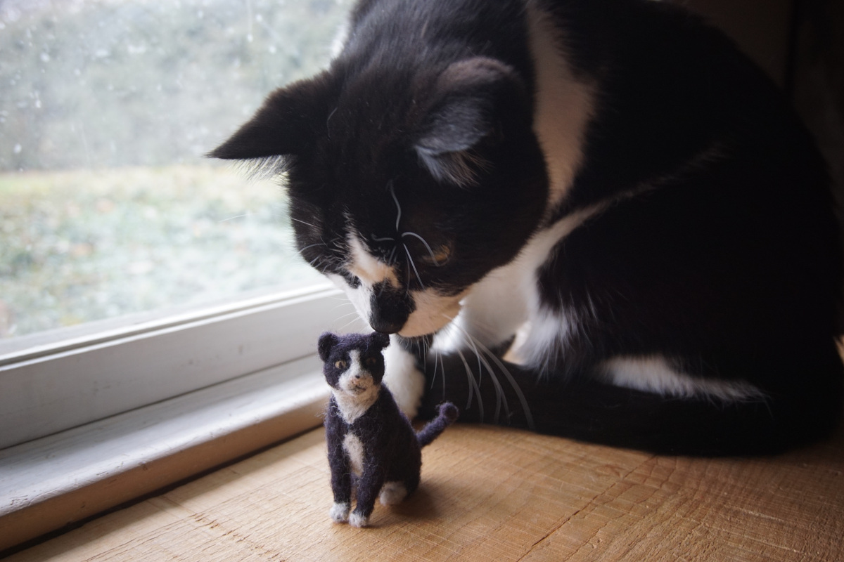 Felted Wool Cornelius with Dexter for a sense of scale