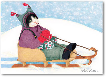 Sledding Cat by Paris Bottman